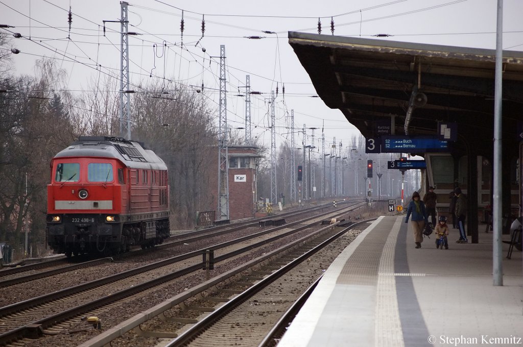 232 498-6 als Lz in Berlin-Karow in Richtung Bernau unterwegs. 17.02.2011