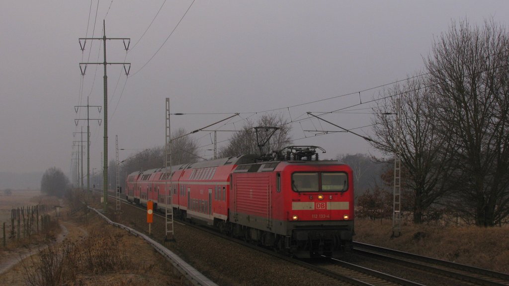7:54: 112 133 mit RE 3 nach Elsterwerda durch Diedersdorf. 05.03.2011
