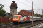 Die 120 112-8 'M�rklin my world' hing am Zugende des IC 2806 f�r IC 1922 von Dortmund Hbf nach Berlin S�dkreuz und durch f�hrt hier Rathenow. 11.05.2012