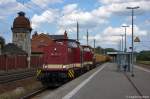 204 347-9 (202 347-1) & 204 354-5 (202 354-7) MTEG - Muldental Eisenbahnverkehrsgesellschaft mit einem Holzzug in Rathenow und fuhren in Richtung Stendal weiter.