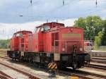 Am 22. Juli 2012 stehen abgestellt 298 302-1 und 298 330-2  der DB Schenker Rail Deutschland AG Berlin in Knigs Wusterhausen.