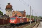 BR 145/135876/145-cl-013-145-091-5-ohe-mit 145-CL 013 (145 091-5) OHE mit Containerzug in Rathenow in Richtung Stendal unterwegs. 28.04.2011