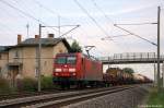 145 075-8 DB Schenker Rail Deutschland AG mit einem gemischtem Gterzug in Vietznitz, in Richtung Friesack weiter gefahren. Netten Gru an den Lokfhrer! 08.05.2012 