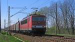 155 013-6 mit Stahlzug von Seddin nach Ziltendorf folgte ihrer Kollegin in Richtung Frankfurt(Oder).