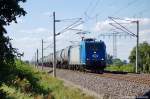 185 519-6 ITL Eisenbahn GmbH mit Kesselzug in Vietznitz Richtung Paulinenaue unterwegs. Netten Gru zurck! 02.08.2011