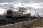482 046-0 SBB Cargo die fr Raildox fhrt mit leeren Holzzug zwischen Growudicke und Rathenow in Richtung Rathenow unterwegs. 24.03.2011