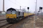 ERS 6614 (266 113-0) von der MRCE in Dienst fr die ERS Railways GmbH mit Bauzug in Rathenow in Richtung Wustermark unterwegs.