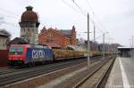 482 046-0 SBB Cargo die für Raildox fährt mit Holzzug in Rathenow in Richtung Stendal unterwegs. 25.03.2011