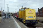 203 314-0 DB Netz Instandhaltung in Rathenow in Richtung Stendal unterwegs. Am Haken hat sie die 614 060-2 und die 711 107-3. 08.04.2011