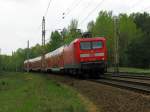 112 116-9 war auch auf Abschiedsreise am 1.Mai durch Bestensee Richtung Rathenow.
