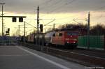 151 149-2 mit einem gemischtem Güterzug in Rathenow Richtung Wustermark unterwegs. 25.11.2011
