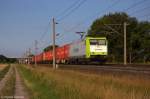 185-CL 005 (185 505-5) Captrain Deutschland GmbH für ITL Eisenbahn GmbH mit einem Containerzug bei Rathenow und fuhr in Richtung Stendal weiter. 04.07.2012