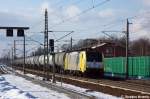 ES 64 F4 - 203 (189 203-3) MRCE Dispolok GmbH für ITL Eisenbahn GmbH mit einem Kesselzug  Umweltgefährdender Stoff, flüssig  in Rathenow in Richtung Wustermark unterwegs. 03.02.2012